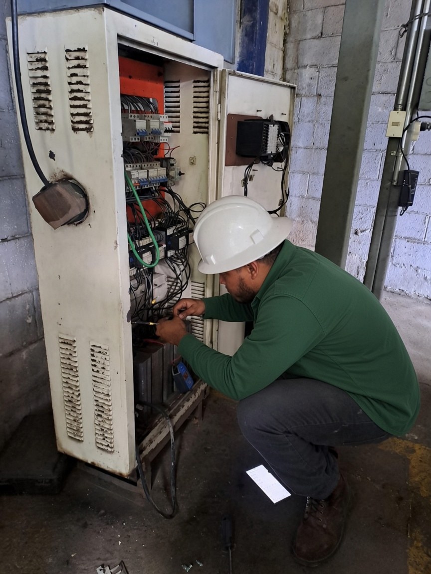 Técnico revisando un tablero